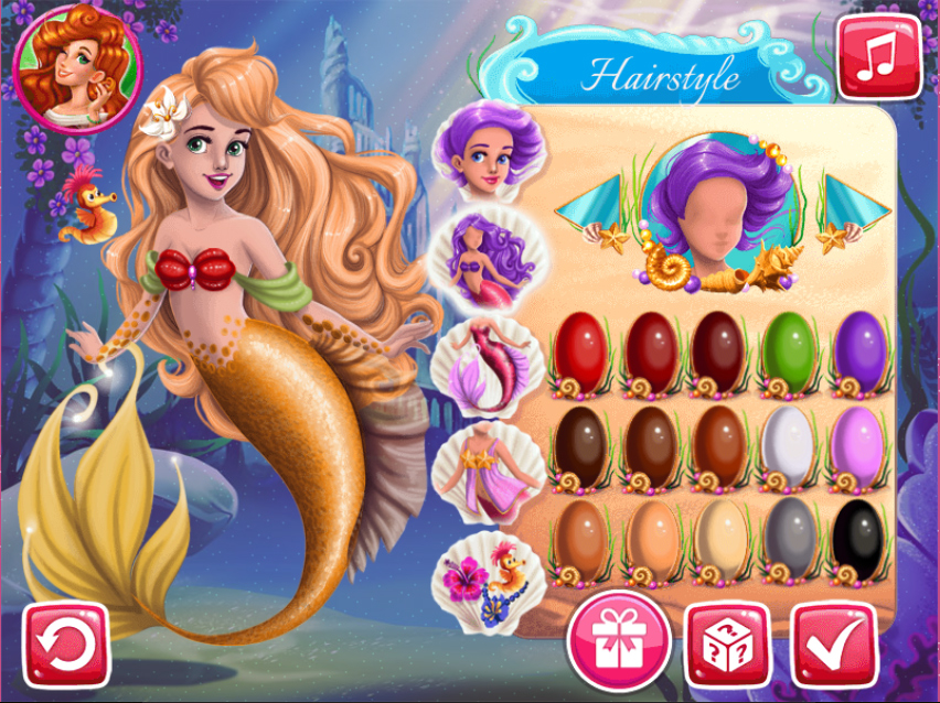 Sereia Princesa – Jogo de Vestir, Maquiagem e Cartão Fazer na App